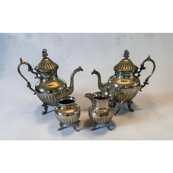 Birmingham Silver Company Other - Mid 20th Century Birmingham Silver on Copper Coffee Tea Sugar Creamer Set